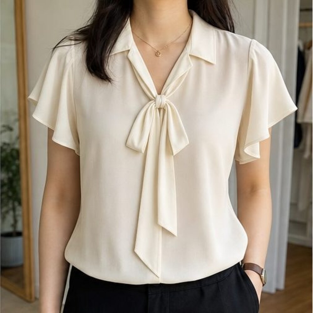 Cream Button Blouse - Picture 2 of 6